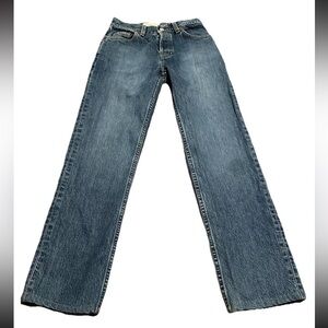 VTG Gap Jeans Women 1 Long Low Rise Straight Leg Blue Denim Button Fly 5 Pocket